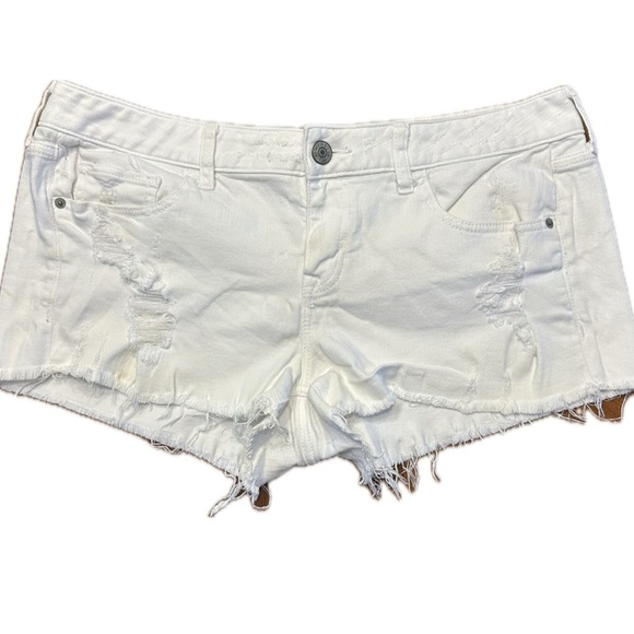 American Flag Beer Me Upcycled Express White Jean Shorts - Picture 4 of 5